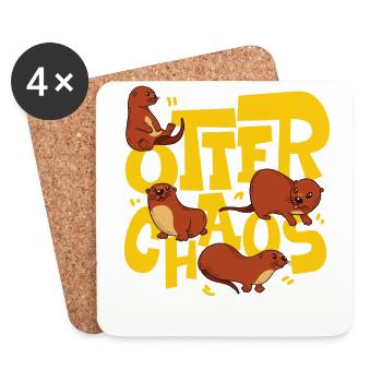 Otter Pun Otter Chaos - Untersetzer (4er-Set) - Weiß - Vorne
