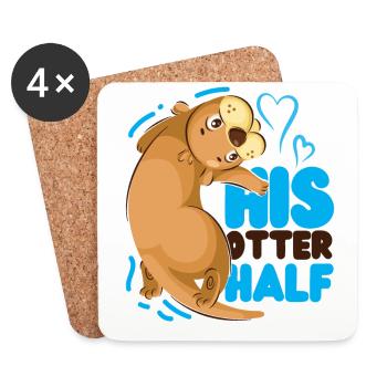 Otter Couple Pun Valentines Day - Untersetzer (4er-Set) - Weiß - Vorne