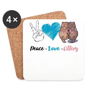 Otter Peace Love Otters - Untersetzer (4er-Set) - Weiß - Vorne
