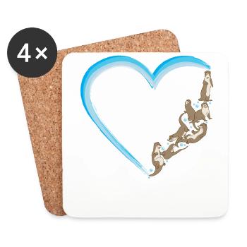 Otter Heart - Coasters (set of 4) - white - Front