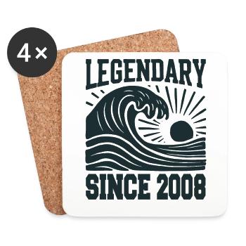 Legendary since 2008 Birthday Wave - Coasters (set of 4) - white - Front