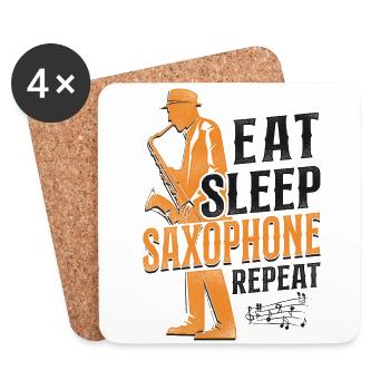 Saxophones Eat Sleep Saxophones - Dessous de verre (lot de 4) - blanc - Devant