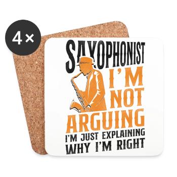 Saxophoniste Saxophoniste Je ne suis pas - Dessous de verre (lot de 4) - blanc - Devant
