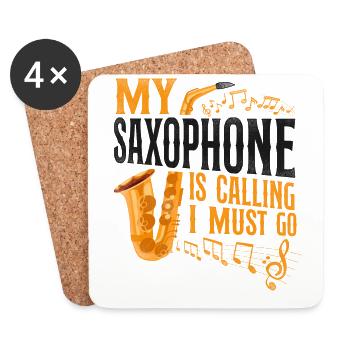 Saxophone Mon saxophone m’appelle - Dessous de verre (lot de 4) - blanc - Devant