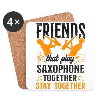 Saxophone Friends Besties Buddies - Untersetzer (4er-Set) - Weiß - Vorne