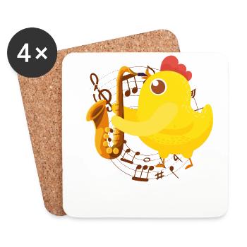 Saxophones Girl Chicken Saxophones - Coasters (set of 4) - white - Front