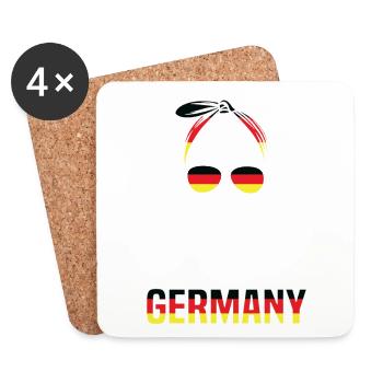 Sport Deutschland, Fußball, Outfit für Sportfan - Untersetzer (4er-Set) - Weiß - Vorne
