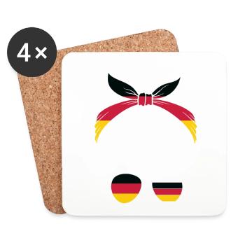 Sport Deutschland, Fußball, Outfit für Sportfan - Untersetzer (4er-Set) - Weiß - Vorne