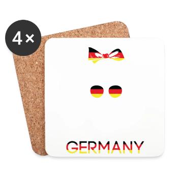 Sport Deutschland, Fußball, Outfit für Sportfan - Untersetzer (4er-Set) - Weiß - Vorne