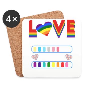 Gender Lesben, Schwule, Trans, Queer Regenbogen - Untersetzer (4er-Set) - Weiß - Vorne