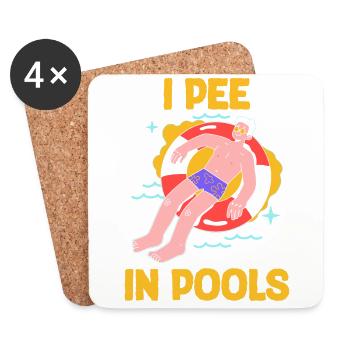 Lustig "I pee in Pools"! Sarkastisch, ironisch - Untersetzer (4er-Set) - Weiß - Vorne