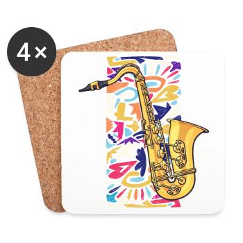 Music Celebrations: Saxophone Rock 'n' Roll Artists - Coasters (set of 4) - white - Front
