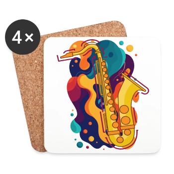Music Celebrations: Saxophone Rock 'n' Roll Artists - Coasters (set of 4) - white - Front