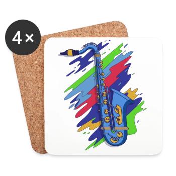 Music Celebrations: Saxophone Rock 'n' Roll Artists - Coasters (set of 4) - white - Front