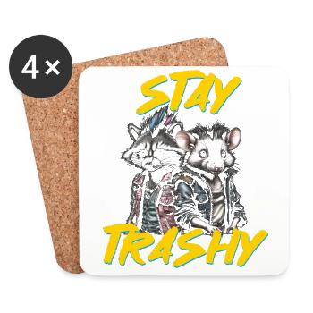 Rester Trash Drôle Motard Possum Sarcastique - Dessous de verre (lot de 4) - blanc - Devant