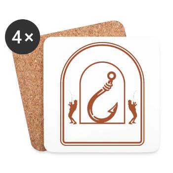 Angel, Angler, Fischer Fischen und Hecht Angeln - Untersetzer (4er-Set) - Weiß - Vorne