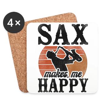 Saxophone Pun Sax Makes Me Smile - Coasters (set of 4) - white - Front