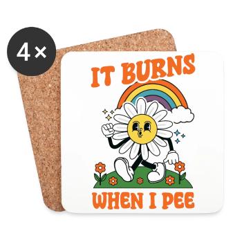 Funny saying "It Burns when I Pee"! - Coasters (set of 4) - white - Front