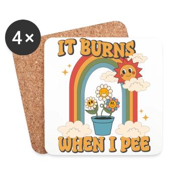 Funny saying "It Burns when I Pee"! - Coasters (set of 4) - white - Front
