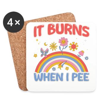 Funny saying "It Burns when I Pee"! - Coasters (set of 4) - white - Front