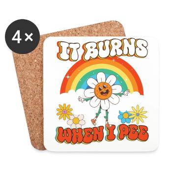 Funny saying "It Burns when I Pee"! - Coasters (set of 4) - white - Front