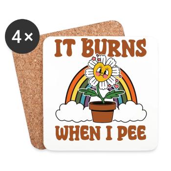 Funny saying "It Burns when I Pee"! - Coasters (set of 4) - white - Front