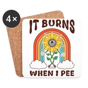 Lustiger Spruch "It Burns when i Pee"! - Untersetzer (4er-Set) - Weiß - Vorne