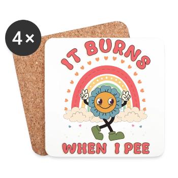 Funny saying "It Burns when I Pee"! - Coasters (set of 4) - white - Front