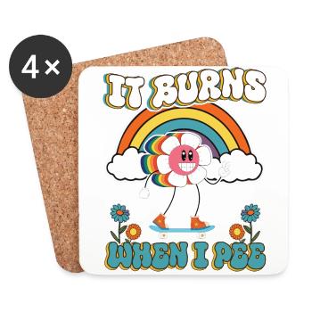 Lustiger Spruch "It Burns when i Pee"! - Untersetzer (4er-Set) - Weiß - Vorne