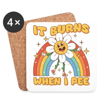 Lustiger Spruch "It Burns when i Pee"! - Untersetzer (4er-Set) - Weiß - Vorne