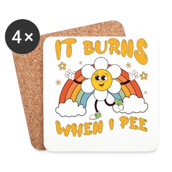 Funny saying "It Burns when I Pee"! - Coasters (set of 4) - white - Front