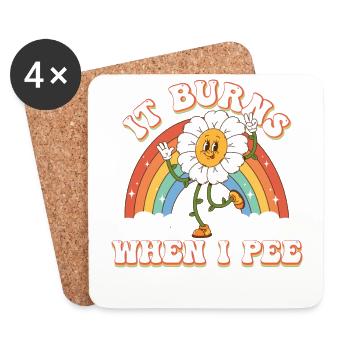 Funny saying "It Burns when I Pee"! - Coasters (set of 4) - white - Front