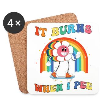 Funny saying "It Burns when I Pee"! - Coasters (set of 4) - white - Front
