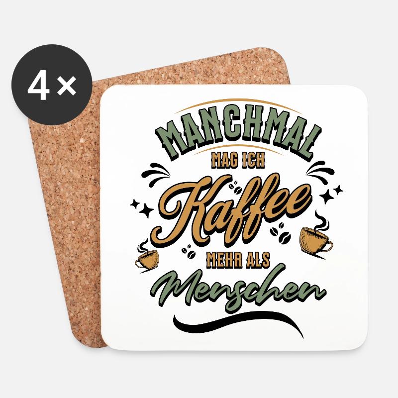 Lustiger Spruch Kaffee Menschen Statement - Untersetzer (4er-Set) - Weiß