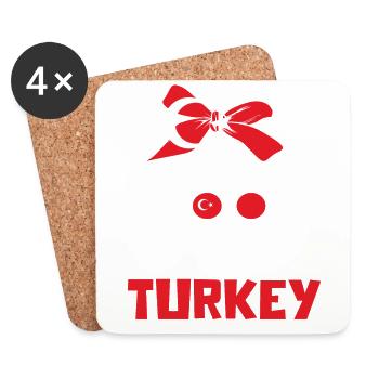 Sport Türkei, Fußball, Outfit für Sportfan - Untersetzer (4er-Set) - Weiß - Vorne