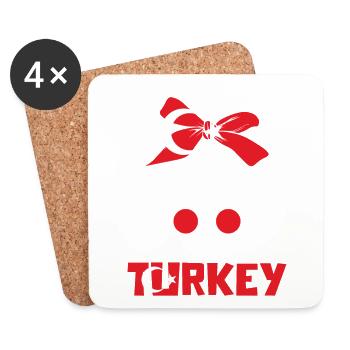 Sport Türkei, Fußball, Outfit für Sportfan - Untersetzer (4er-Set) - Weiß - Vorne