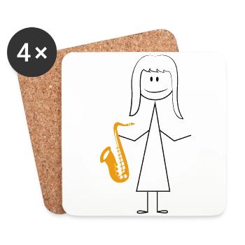 Saxophone Saxophone Fille - Dessous de verre (lot de 4) - blanc - Devant