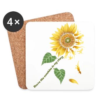 Mon Soleil, Tournesol, Dino, Amour - Dessous de verre (lot de 4) - blanc - Devant