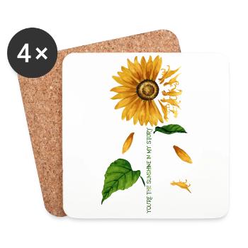Mon Soleil, Tournesol, Dino, Amour - Dessous de verre (lot de 4) - blanc - Devant