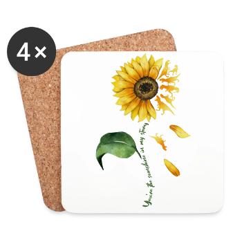 Mon Soleil, Tournesol, Dino, Amour - Dessous de verre (lot de 4) - blanc - Devant