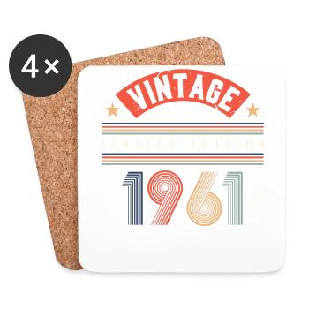 « Edition Limitée » Vintage 1961 Anniversaire - Dessous de verre (lot de 4) - blanc - Devant