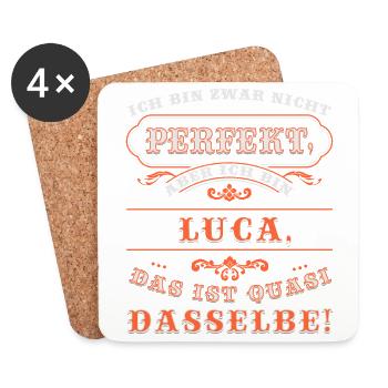 LUCA drôle pour la journée du nom avec le nom du nom - Dessous de verre (lot de 4) - blanc - Devant