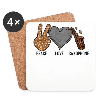 Saxophones Peace Love Saxophones - Dessous de verre (lot de 4) - blanc - Devant
