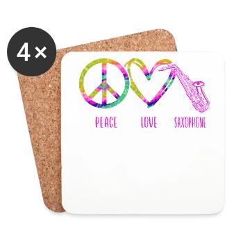 Saxophones Tie Dye Peace Love - Coasters (set of 4) - white - Front