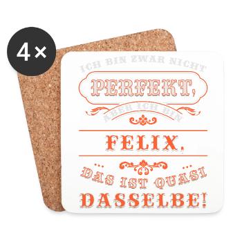 FELIX drôle pour la journée du nom avec le nom du nom - Dessous de verre (lot de 4) - blanc - Devant