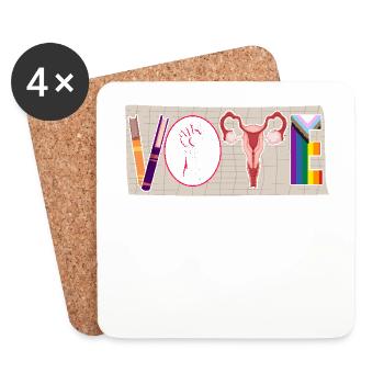 Féministe Arc-en-ciel LGBTQ Choix Solidarité - Dessous de verre (lot de 4) - blanc - Devant