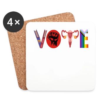 Féministe Arc-en-ciel LGBTQ Choix Solidarité - Dessous de verre (lot de 4) - blanc - Devant