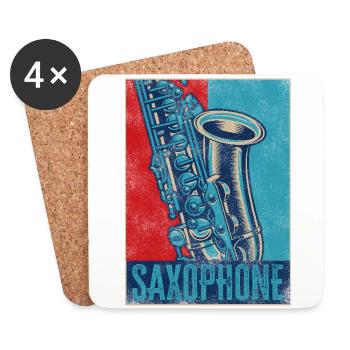 Saxophone Retro Vintage Saxophone - Untersetzer (4er-Set) - Weiß - Vorne