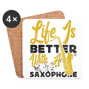 Saxophone Life Is Better With A - Untersetzer (4er-Set) - Weiß - Vorne