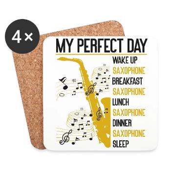 Saxophone My Perfect Day Wake Up - Untersetzer (4er-Set) - Weiß - Vorne
